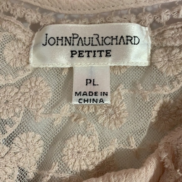 Vintage John Paul Richard Petite Lace Crepe Blouse - Pink, Cotton, Sz PL - Picture 7 of 9